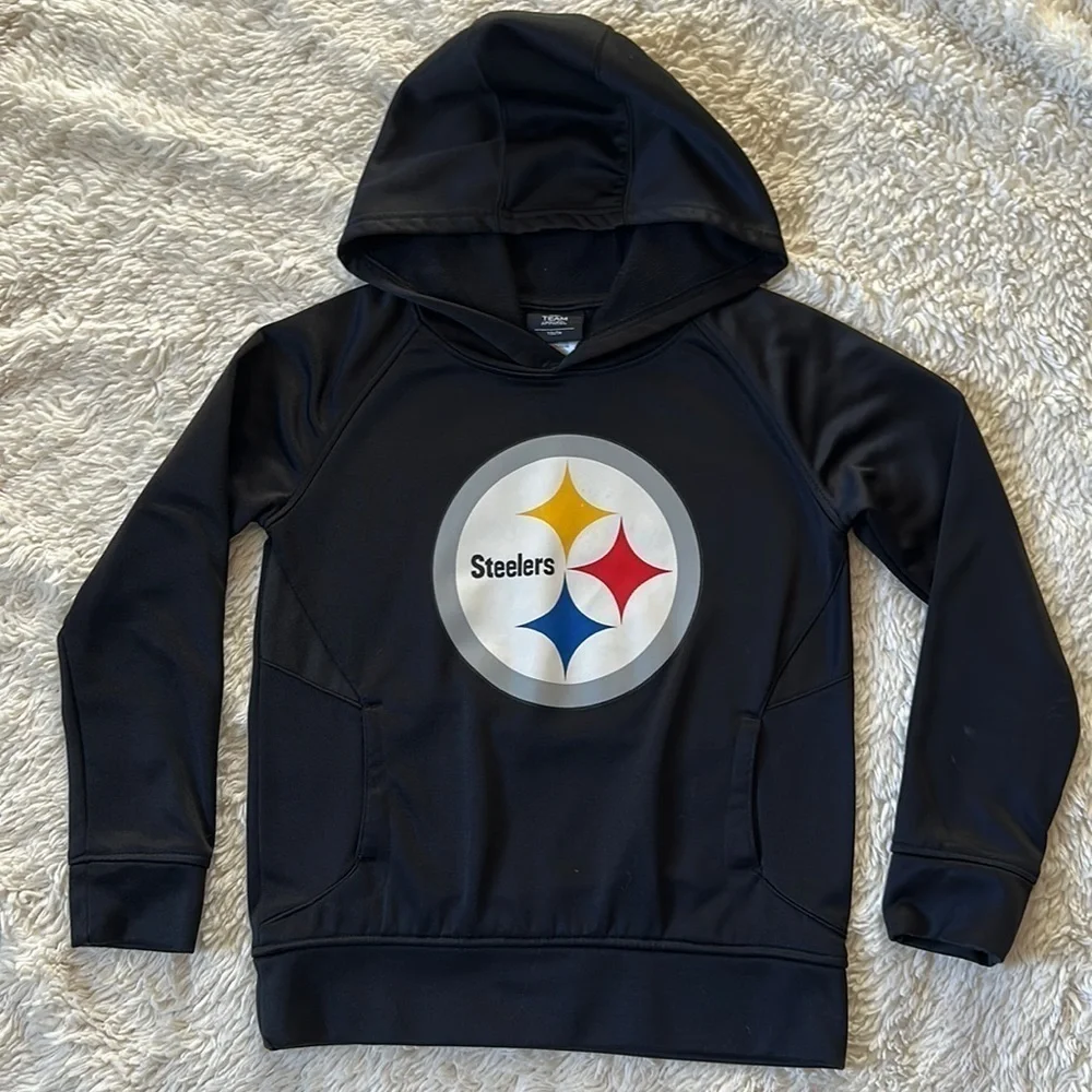 Pittsburgh Steelers Black Logo Pullover Hoodie size Small (8)
